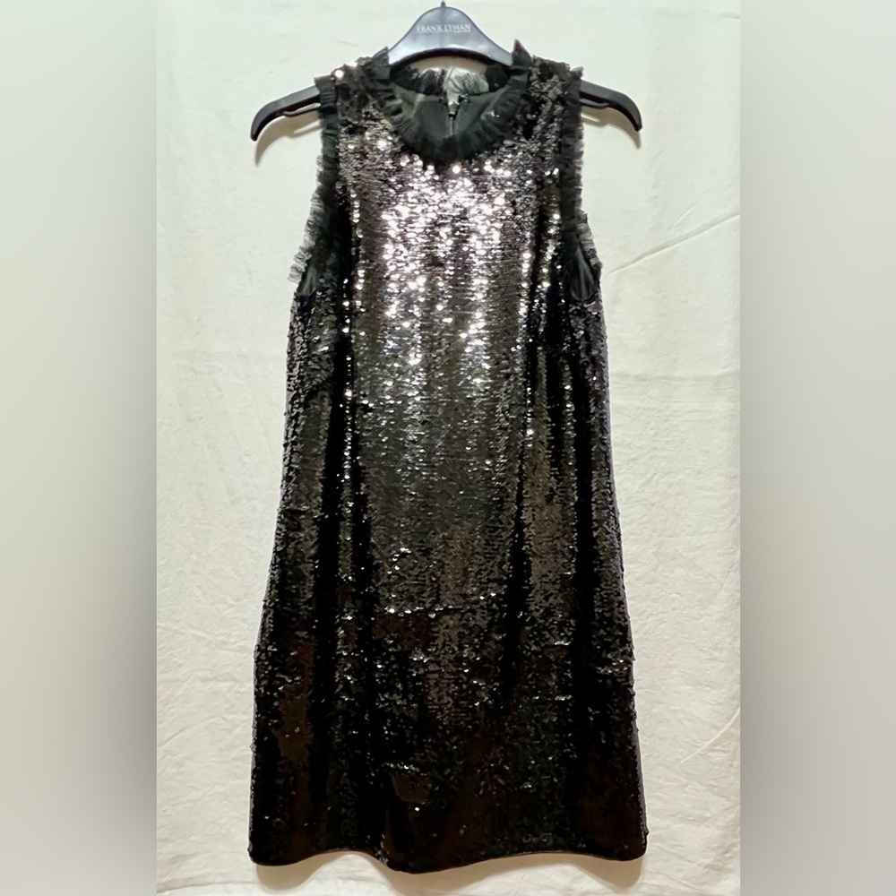 Aidan Mattox Sleeveless Black Sequined Cocktail Dress Fully Lined Size 4